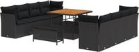 vidaXL Tuinbank Set Zwart Poly Rattan 11 Kussens 8 Zitplaatsen Metaal 100 cm Breed