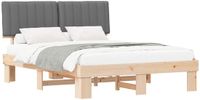 vidaXL Bedframe met Gevoerde Hoofdbord Lichtgrijs 150 x 200 cm