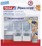 Tesa Powerstrips Zelfklevende Haken Transparant 1kg 2 Stuks