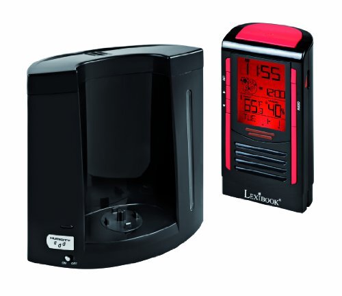 Lexibook Radio Alarm Clock Luchtbevochtiger, Alarm- en sluimerfunctie, geleverd met 5 filters, AC + batterijadapter, Zwart / Rood, RL2000