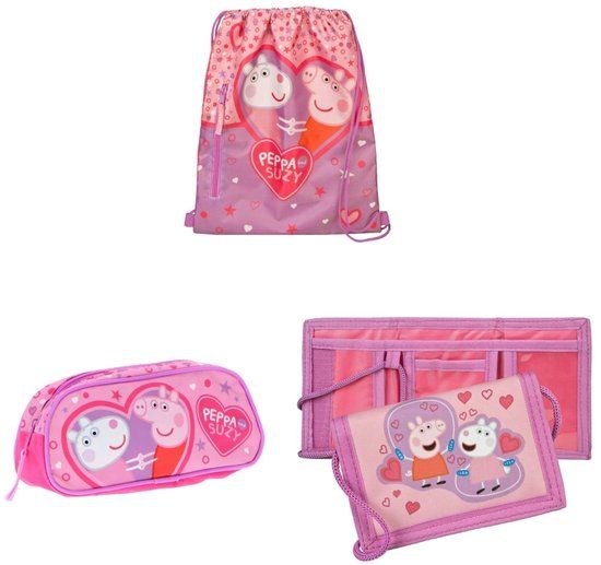 Peppa Pig tassenset; gymtas, etui en portemonnnee
