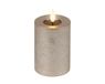 Lumineo LED kaars 7,5x13,5cm timer wax flikkerend effect lichtgrijs