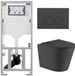 QeramiQ Dely Toiletset - Diepspoel - Rimless - Geberit UP320 Inbouwreservoir - Mat Antraciet Bedieningsplaat