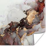 PosterMonkey Poster Rood - Marmer - Goud - 50x50 cm