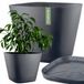 Deroma Pot de balcon carré avec soucoupe, 28cm, Gris, Plastique recyclé