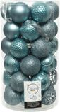 Bellatio Decorations Decoris Kerstballen - 37 stuks - IJsblauw - Kunststof - 6 cm