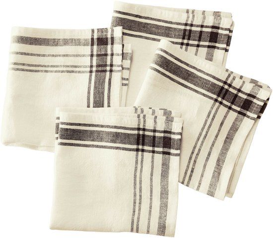 LOBERON Servet set van 4 Ellory crème/bruin