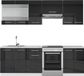 Vicco Fame-Line Unité de cuisine complète – 240 cm, marbre WB anthracite brillant/blanc