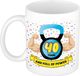 Bellatio Decorations Mok 40 jaar - blauw - spieren - 300 ml - keramiek