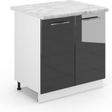 Vicco Fame-Line Wastafelkast – 80 cm, WB Marmer Antraciet Hoogglans