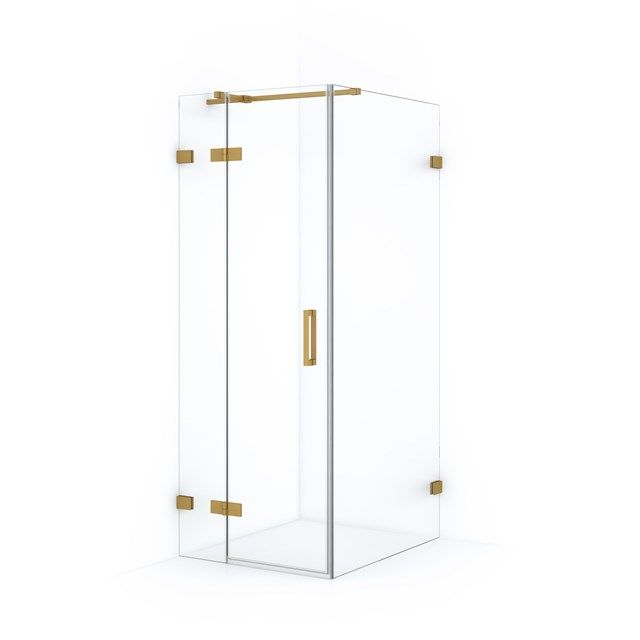 Maxaro Douchecabine Diamond 90x80cm 8mm Helder Veiligheidsglas Goud met Draaideur