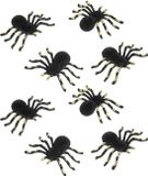 Chaks Nep spinnen 10 cm - zwart/goud - 12x stuks - velvet/fluweel - Horror/griezel thema decoratie