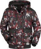 Rock Rebel by EMP camouflage overgangsjas in rood en zwart met patches - Heren - M