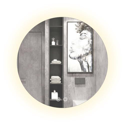 SensaHome - Ronde Badkamerspiegel Frameloos met LED Verlichting - Dimbaar - Anti-Condens - 70CM