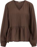WE Fashion Dames blouse met ballonmouwen - Bruin - Viscose - Maat: XXXL