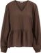 WE Fashion Dames blouse met ballonmouwen - Bruin - Viscose - Maat: XXXL