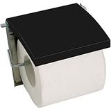 MSV 140408 toiletrolhouder, mat zwart en roestvrij staal, MDF