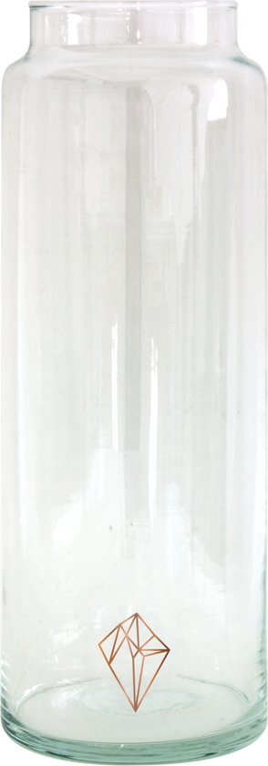 TAK Design Vaas Diamond XL - Handgemaakt - Glas - Ã˜10 x 30 cm - Koper