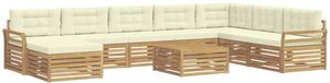 vidaXL Bankenset Buiten 9-delig Wit en Crèmekleurig Massief Acacia Hout