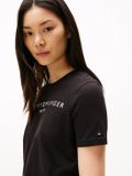 Tommy Hilfiger Dames T-shirt Zwart Katoen Ronde Hals Korte Mouw Casual XS