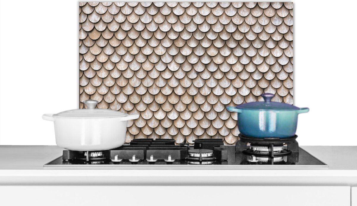 KitchenYeah Spatscherm keuken 70x50 cm - Tegel - Vintage - Bruin - Aluminium
