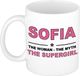 Bellatio Decorations Naam cadeau Sofia - The woman, The myth the supergirl koffie mok / beker 300 ml - Oudroze Keramiek