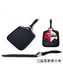MAGEFESA Glazen braadpan van geëmailleerd staal, dubbellaagse antiaanbaklaag, versterkt, geschikt voor alle warmtebronnen, inclusief inductie, zwart glas, 28 cm