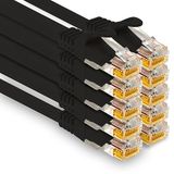 1aTTack.de - 10 x 0,25 m Cat7 netwerkkabels, Cat.7 Ethernet, LAN & Cat 7 patchkabels voor maximale internetsnelheid en verbindt alle apparaten met RJ45-connectoren, zwart