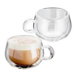 Right Judge JDG30 Koffiekopjes met handvat, dubbelwandig, van glas, 225 ml, 2 stuks