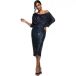 Goddiva Robe mi-longue à paillettes et col bénitier femme