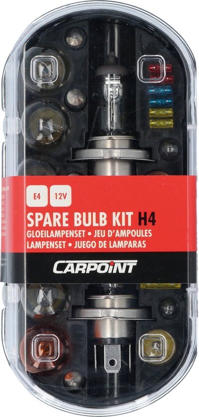 Carpoint H4 Lampenset en zekeringen - 30 delig - Auto reservelampenset 12v H4 Lampenset H4 30-delig