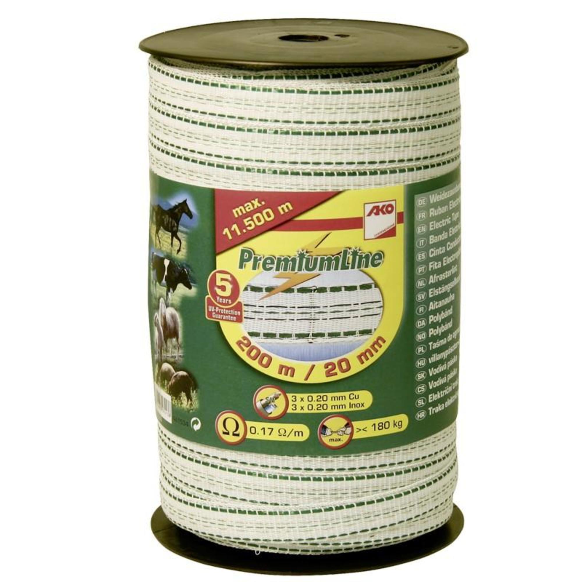 AKO Schriklint voor paardenweide Premium Line wit breedte van 20 mm x 200 m