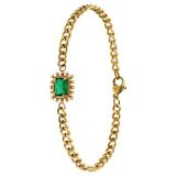 Lucardi Dames Stalen goldplated armband vintage vierkant groen