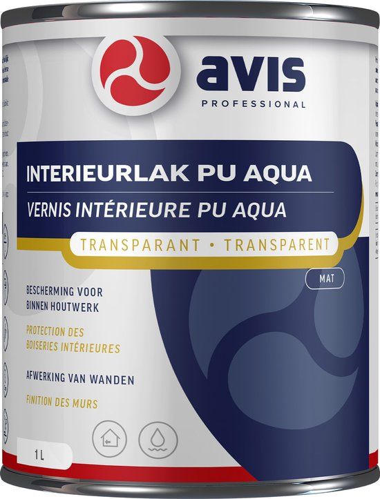 Avis Aqua Pu Lak - Mat - 1 ltr - Wit - Hout - Waterbasis