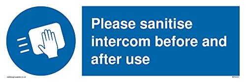 Viking Signs Gelieve de intercom voor en na gebruik te ontsmetten Teken - 300x100mm - L31