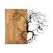 Stijlvol decoratief houten wandaccessoire, zwart & walnoot, 96 x 3 x 79 cm, 50% hout (3 cm) en 50% metaal (1,5 mm), uniek design voor moderne ruimtes
