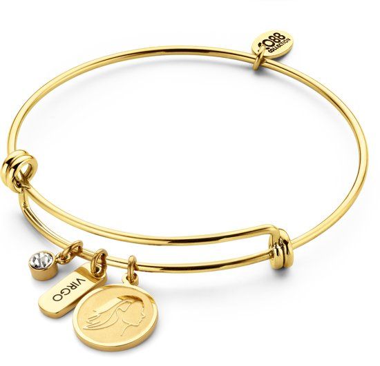 CO88 Collection Zodiac 8CB 90287 Stalen Armband met Hangers - Sterrenbeeld Maagd - One-size - Goudkleurig