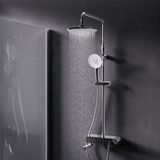 AM.PM X-Joy S - Douche de pluie avec mitigeur thermostatique en forme d'étagère et bec de baignoire - Ensemble de douche chromé - Douchette à main 3 fonctions - Pomme de douche 22 cm