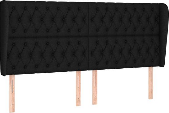 vidaXL Hoofdbord met randen 183x23x118/128 cm stof zwart