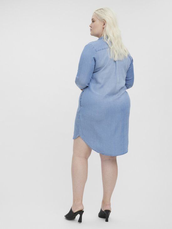 VERO MODA VMSILA LS SHORT DRESS MIX GA CURVE NOOS - Light Blue Denim - Maat 46