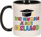 Bellatio Decorations Geslaagd cadeau mok - zwart - Geweldig Geslaagd - Ca. 300 ml