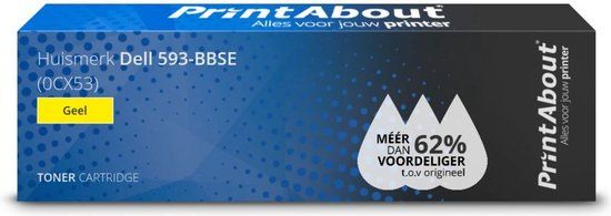 PrintAbout Huismerk Dell 593-BBSE (0CX53) Toner Geel Hoge capaciteit - Compatibel