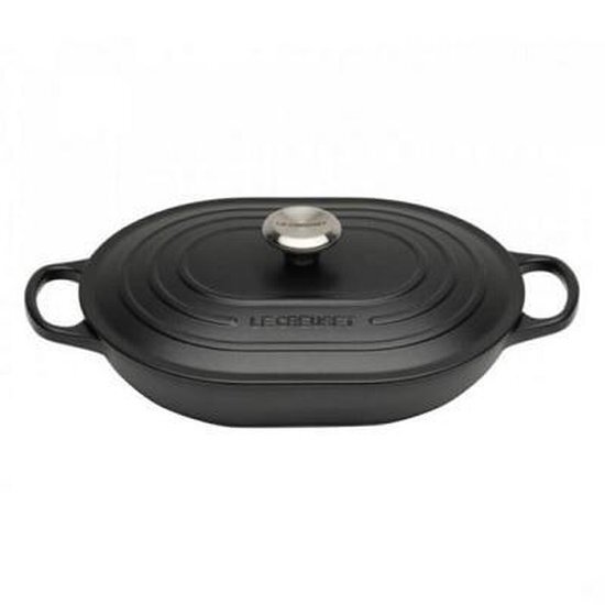 Le Creuset oblong lage braadpan ovaal, 31cm mat zwart