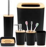 Ensemble de salle de bain 6 pièces en bambou - Noir