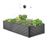 VEVOR Verhoogd tuinbed van metaal, verzinkt tuinbed voor buiten, 2400 x 1200 x 600 mm, open bodemontwerp, voor groenten, kruiden en vetplanten, donkergrijs