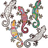 Baker Ross FN194 Gecko Hagedis Raamdecoratie om in te kleuren, 15 stuks, glas-in-loodeffect, knutselen voor kinderen