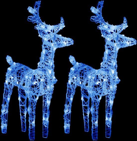 vidaXL Kerstrendieren - 2 stuks - 80 LED's - Acryl - Blauw