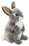 Hansa gris lapin peluche, assis, 17 cm