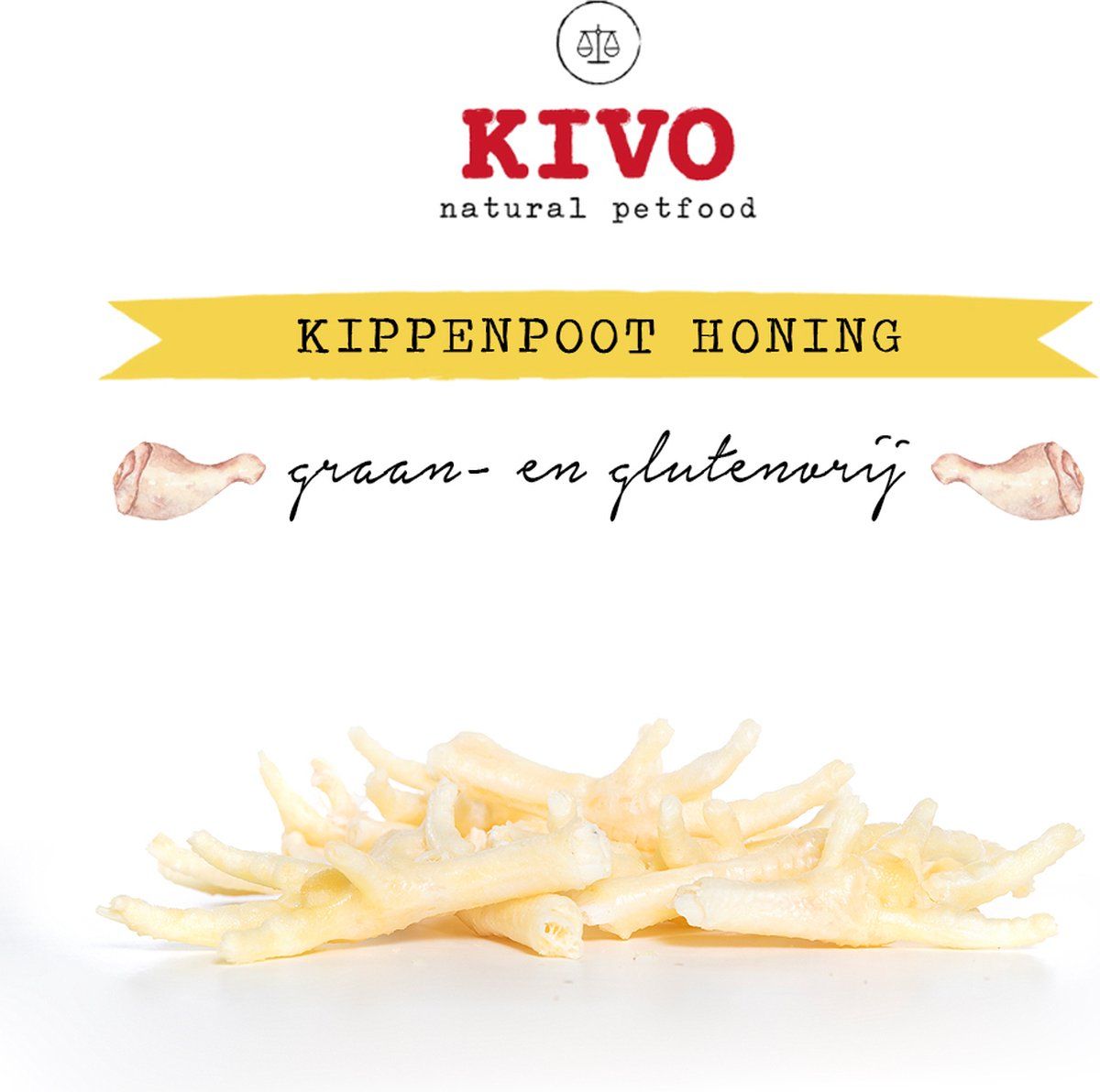 Kivo Petfood Hondensnack Kippenpoot honing 2x 250 gram - Graanvrij en Glutenvrij