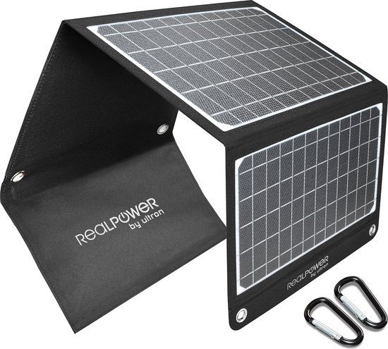 RealPower SP-22E - 22.5W Solar Panel - Portable, Foldable, Waterproof - Black